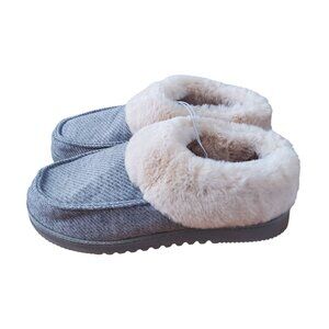Dearfoams 11/12 Women Faux Fur House Shoes Slippers Corduroy Winter Slip-on XL